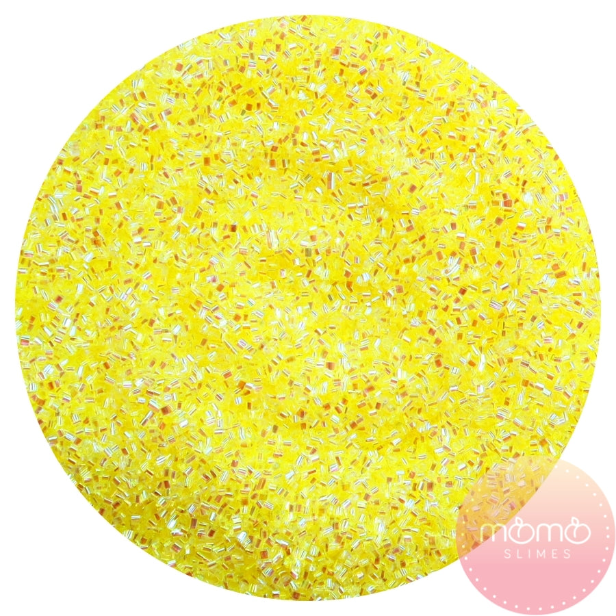 Yellow Lightweight Crispy Soft Straw Bingsu Beads for Crunchy Bingsu Slime, Iridescent Metallic Straw Beads, 3D Glitter Bingsu Beads for Slime